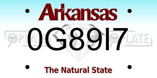 0G89I7 Arkansas License Plate