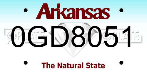 0GD8051 Arkansas License Plate