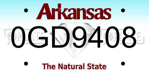 0GD9408 Arkansas License Plate