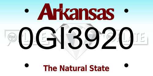 0GI3920 Arkansas License Plate