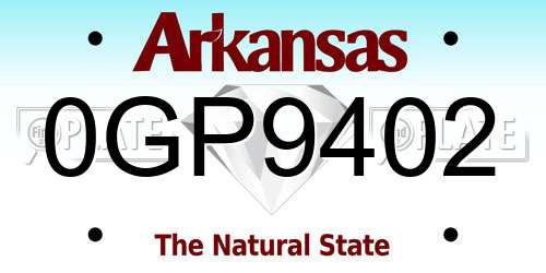 0GP9402 Arkansas License Plate