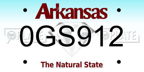 0GS912 Arkansas License Plate