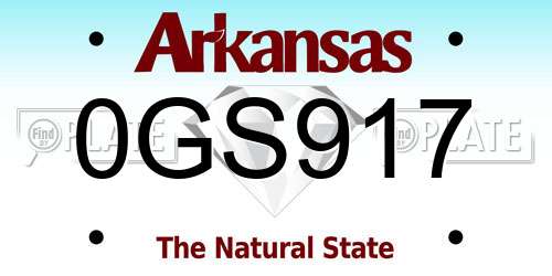 0GS917 Arkansas License Plate