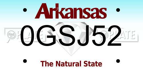 0GSJ52 Arkansas License Plate