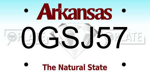 0GSJ57 Arkansas License Plate