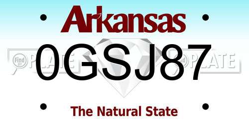 0GSJ87 Arkansas License Plate