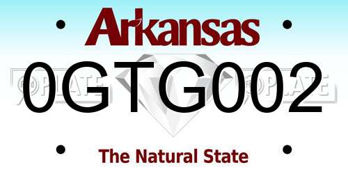 0GTG002 Arkansas License Plate