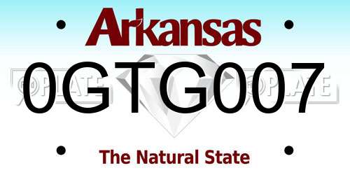 0GTG007 Arkansas License Plate