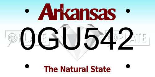 0GU542 Arkansas License Plate