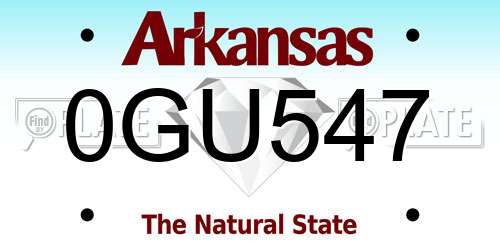 0GU547 Arkansas License Plate