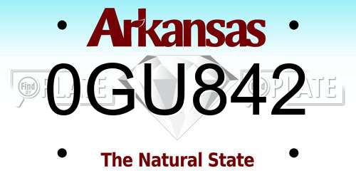 0GU842 Arkansas License Plate
