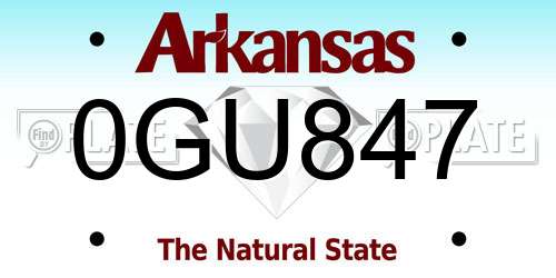 0GU847 Arkansas License Plate