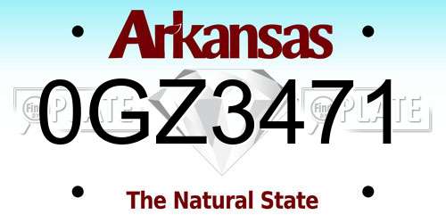 0GZ3471 Arkansas License Plate