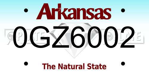 0GZ6002 Arkansas License Plate