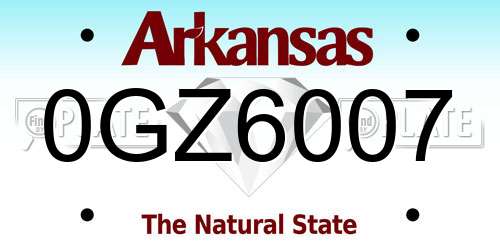 0GZ6007 Arkansas License Plate