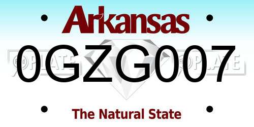 0GZG007 Arkansas License Plate