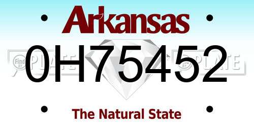 0H75452 Arkansas License Plate