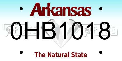 0HB1018 Arkansas License Plate