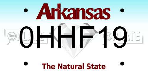 0HHF19 Arkansas License Plate