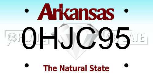 0HJC95 Arkansas License Plate