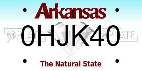 0HJK40 Arkansas License Plate