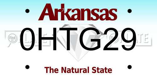 0HTG29 Arkansas License Plate
