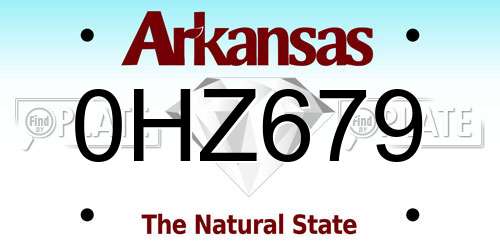 0HZ679 Arkansas License Plate