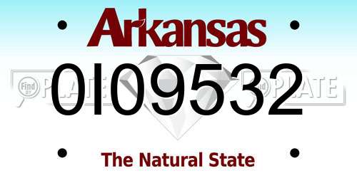 0I09532 Arkansas License Plate