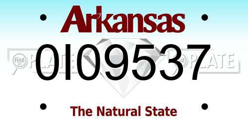 0I09537 Arkansas License Plate