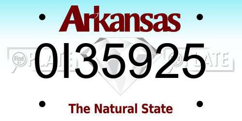 0I35925 Arkansas License Plate