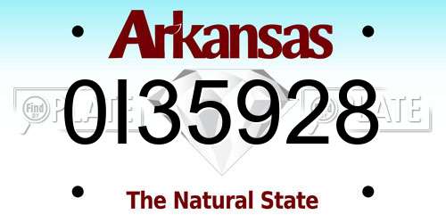 0I35928 Arkansas License Plate