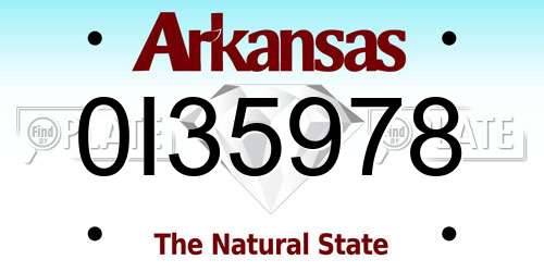 0I35978 Arkansas License Plate