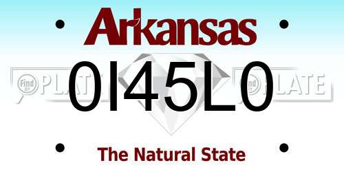 0I45L0 Arkansas License Plate