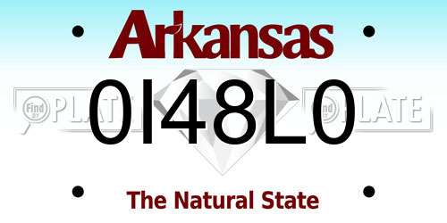 0I48L0 Arkansas License Plate