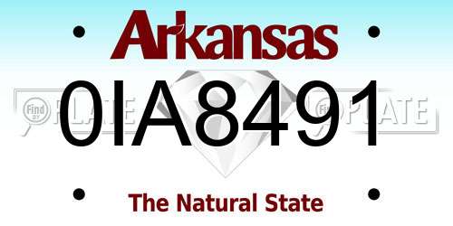 0IA8491 Arkansas License Plate