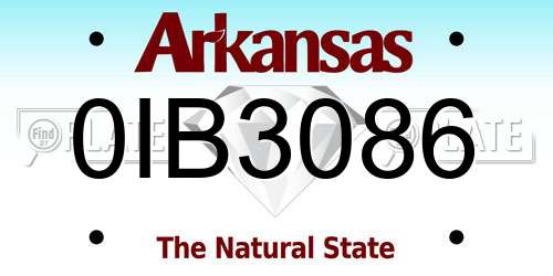 0IB3086 Arkansas License Plate