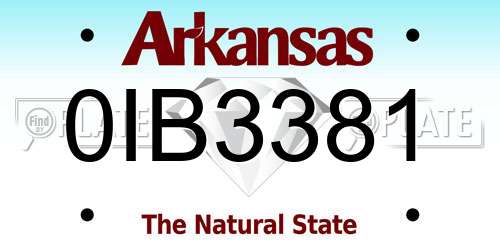 0IB3381 Arkansas License Plate