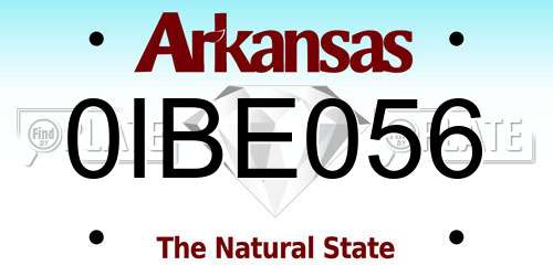 0IBE056 Arkansas License Plate