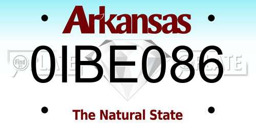 0IBE086 Arkansas License Plate