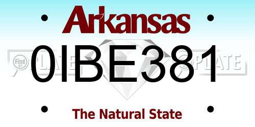 0IBE381 Arkansas License Plate