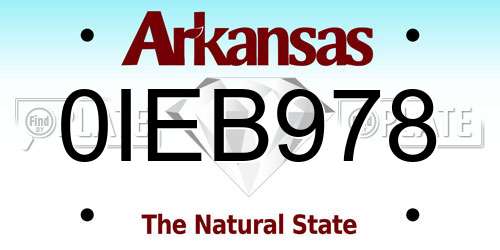 0IEB978 Arkansas License Plate