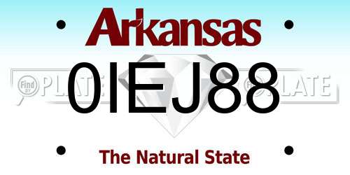 0IEJ88 Arkansas License Plate