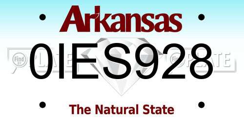 0IES928 Arkansas License Plate