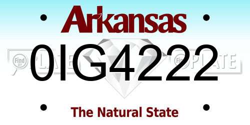 0IG4222 Arkansas License Plate