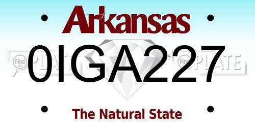 0IGA227 Arkansas License Plate
