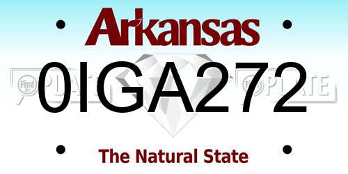 0IGA272 Arkansas License Plate