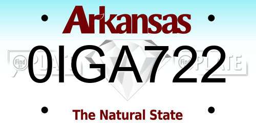 0IGA722 Arkansas License Plate