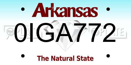 0IGA772 Arkansas License Plate