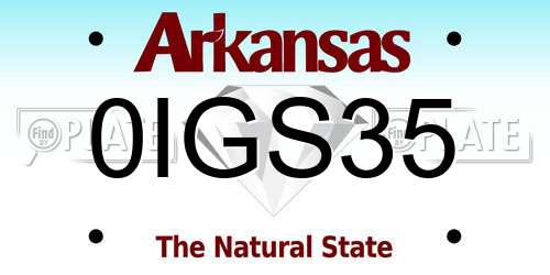 0IGS35 Arkansas License Plate