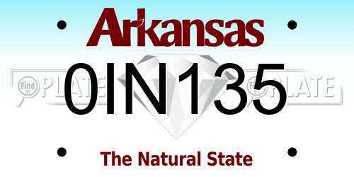 0IN135 Arkansas License Plate